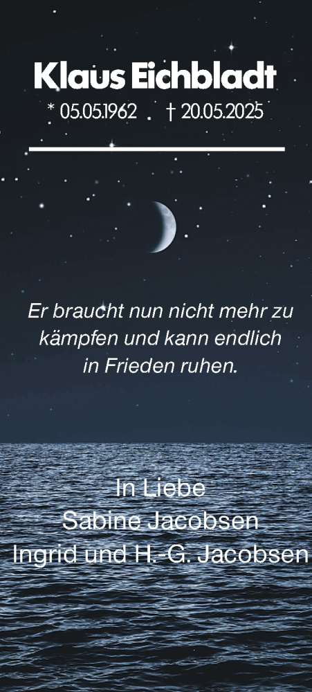 Traueranzeige von Klaus Eichbladt von Allgemeine Zeitung Mainz