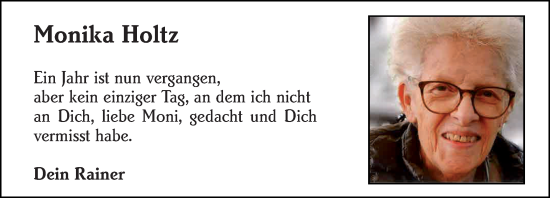 Traueranzeige von Monika Holtz von Hochheimer Zeitung