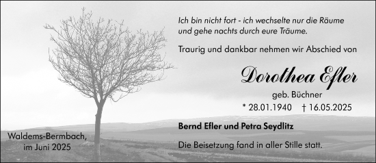 Traueranzeige von Dorothea Efler von Idsteiner Land/Untertaunus