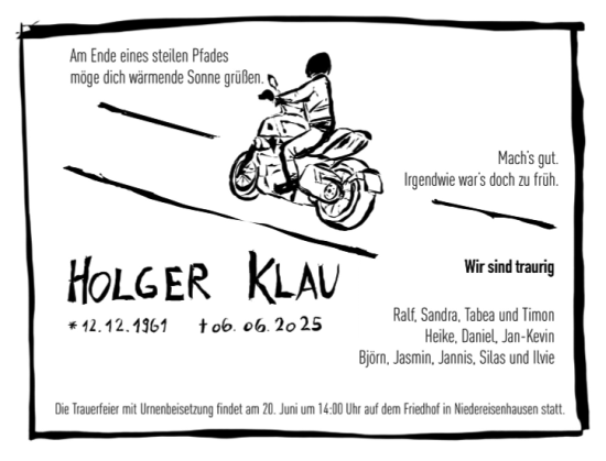 Traueranzeige von Holger Klau von Hinterländer Anzeiger