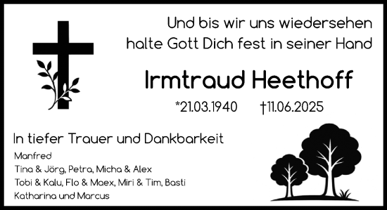 Traueranzeige von Irmtraud Heethoff von Camberger Anzeiger