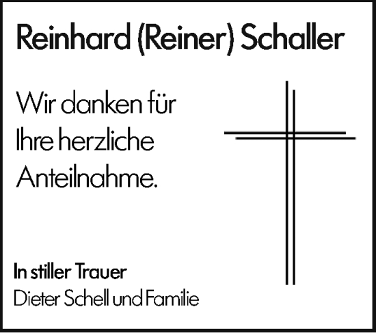 Traueranzeige von Reinhard Schaller von Rheingau Kurier