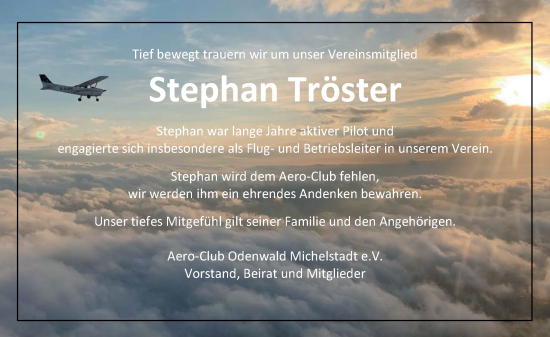 Traueranzeige von Stephan Tröster von Odenwälder Echo