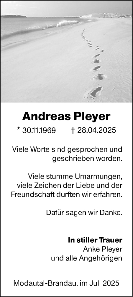Traueranzeige von Andreas Pleyer von Darmstädter Echo