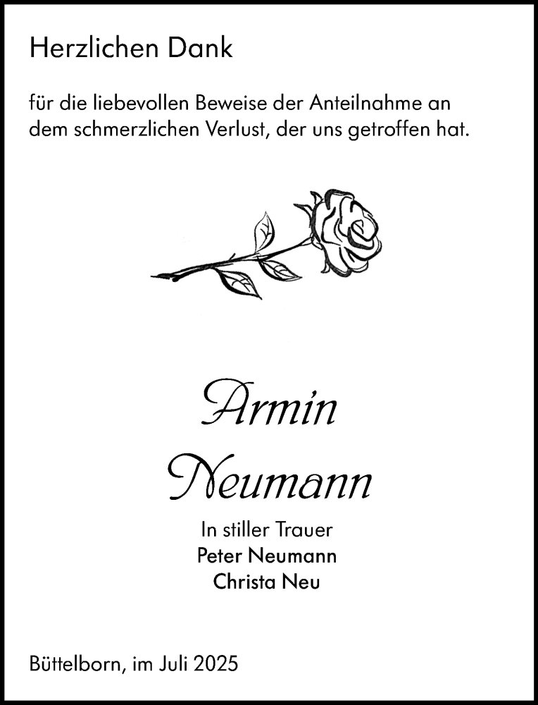  Traueranzeige für Armin Neumann vom 19.07.2025 aus Groß-Gerauer Echo