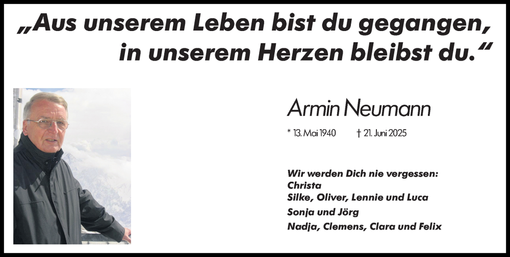  Traueranzeige für Armin Neumann vom 12.07.2025 aus Groß-Gerauer Echo