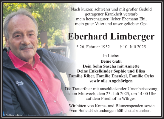 Traueranzeige von Eberhard Limberger von Nassauische Neue Presse