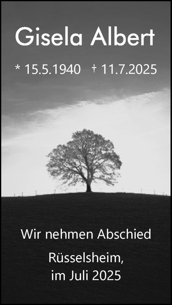 Traueranzeige von Gisela Albert von Rüsselsheimer Echo