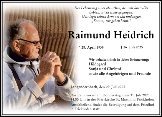 Traueranzeige von Raimund Heidrich von Nassauische Neue Presse