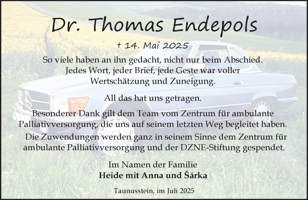  Traueranzeige für Thomas Endepols vom 05.07.2025 aus Wiesbadener Kurier