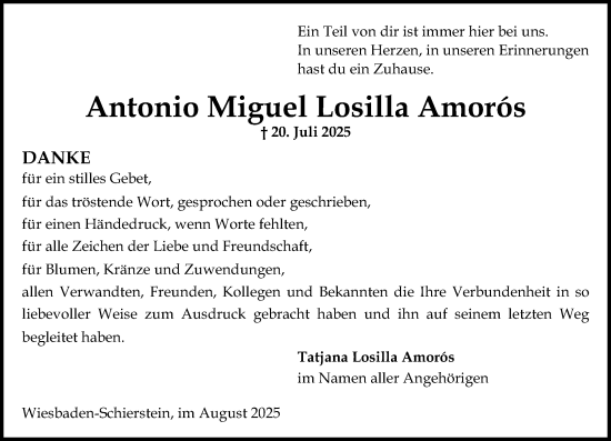 Traueranzeige von Antonio Miguel Losilla Amoros von Wiesbadener Kurier