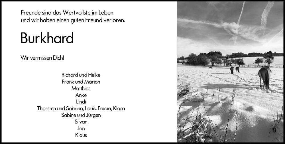  Traueranzeige für Burkhard  vom 16.08.2025 aus Weilburger Tageblatt