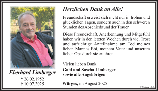 Traueranzeige von Eberhard Limberger von Camberger Anzeiger