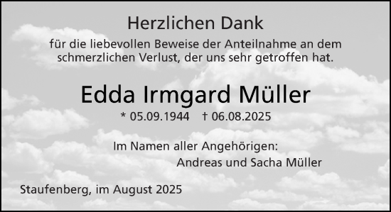 Traueranzeige von Edda Irmgard Müller von Weilburger Tageblatt
