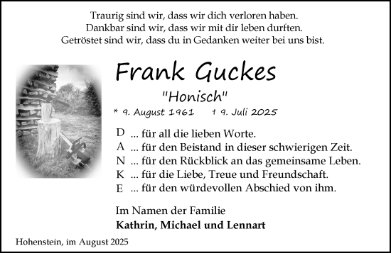 Traueranzeige von Frank Guckes von Idsteiner Land/Untertaunus