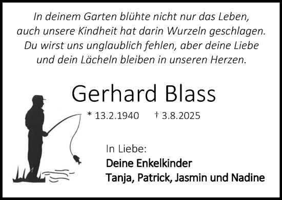 Traueranzeige von Gerhard Blass von Darmstädter Echo
