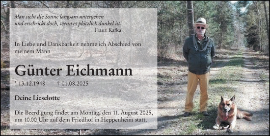 Traueranzeige von Günter Eichmann von Starkenburger Echo