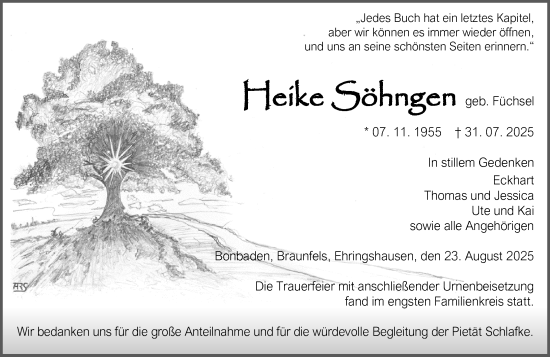 Traueranzeige von Heike Söhngen von Wetzlarer Neue Zeitung