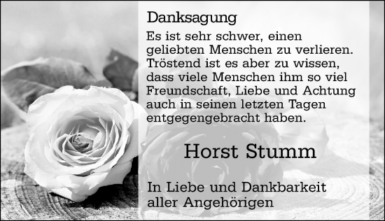 Traueranzeige von Horst Stumm von Binger-/Ingelheimer Wochenblatt