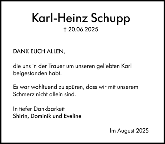 Traueranzeige von Karl-Heinz Schupp von Darmstädter Echo