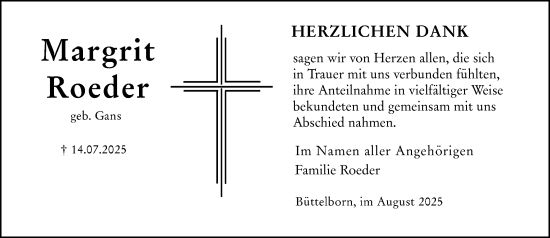 Traueranzeige von Margrit Roeder von Groß-Gerauer Echo