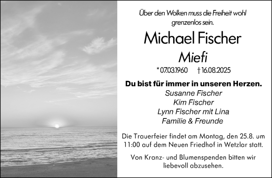 Traueranzeige von Michael Fischer von Wetzlarer Neue Zeitung