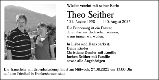 Traueranzeige von Theo Seither von Darmstädter Echo