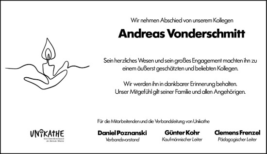 Traueranzeige von Andreas Vonderschmitt von Wormser Zeitung