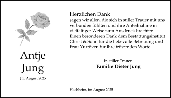Traueranzeige von Antje Jung von Wiesbadener Kurier