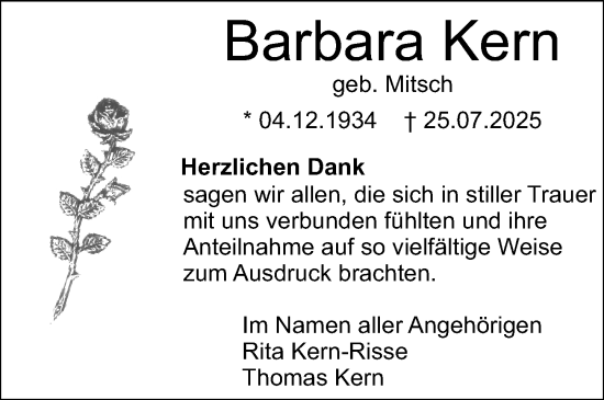 Traueranzeige von Barbara Kern von Starkenburger Echo