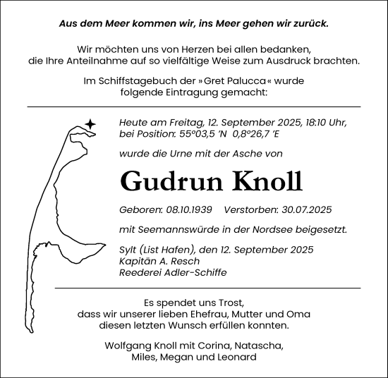 Traueranzeige von Gudrun Knoll von Wiesbadener Kurier