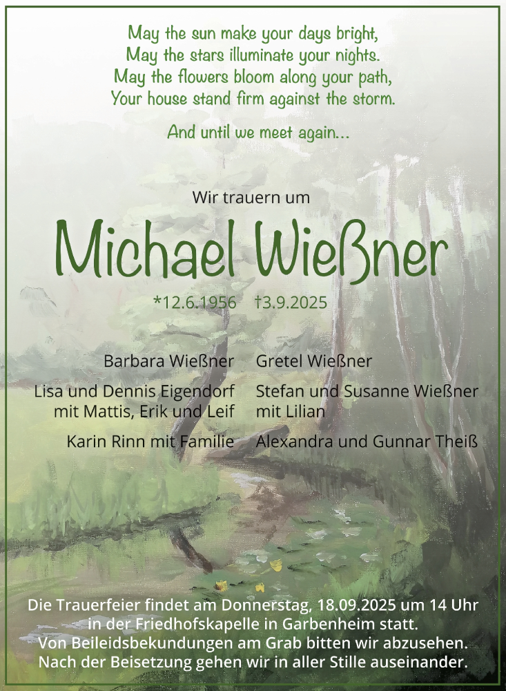  Traueranzeige für Michael Wießner vom 13.09.2025 aus Wetzlarer Neue Zeitung