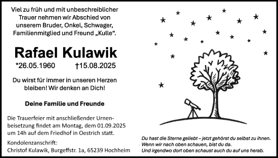 Traueranzeige von Rafael Kulawik von Wiesbadener Kurier