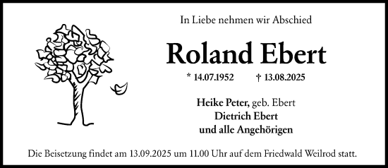 Traueranzeige von Roland Ebert von Camberger Anzeiger