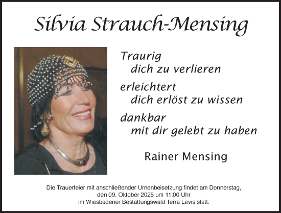 Traueranzeige von Silvia Strauch-Mensing von Wiesbadener Kurier