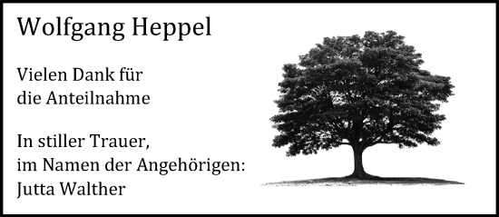 Traueranzeige von Wolfgang Heppel von Allgemeine Zeitung Mainz