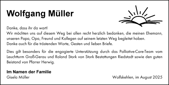 Traueranzeige von Wolfgang Müller von Groß-Gerauer Echo