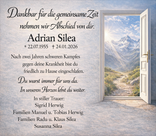 Traueranzeige von Adrian Silea von Hinterländer Anzeiger