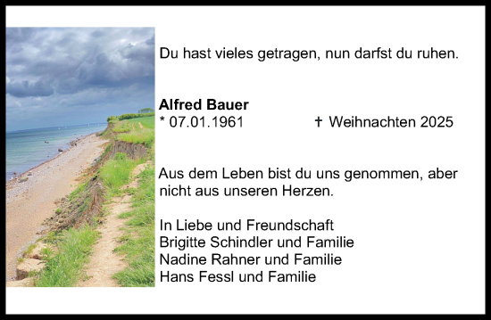 Traueranzeige von Alfred Bauer von Groß-Gerauer Echo