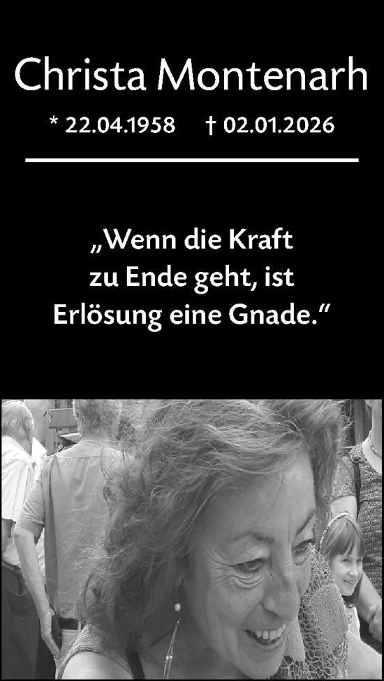 Traueranzeige von Christa Montenarh von Darmstädter Echo