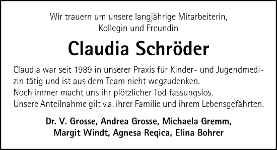 Traueranzeige von Claudia Schröder von Starkenburger Echo