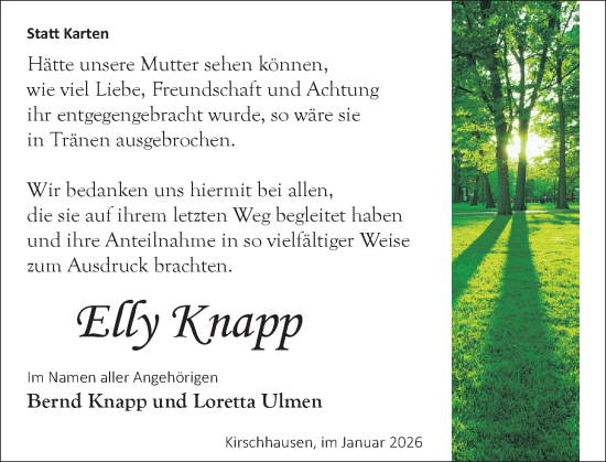 Traueranzeige von Elly Knapp von Starkenburger Echo
