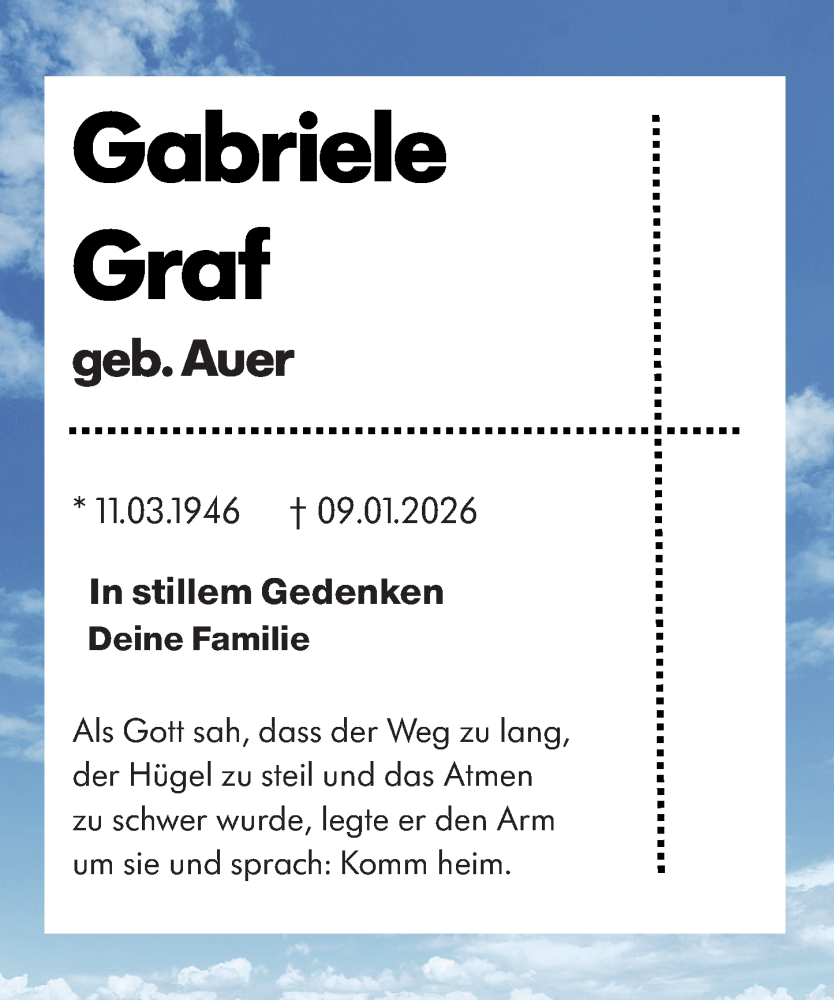  Traueranzeige für Gabriele Graf vom 31.01.2026 aus Groß-Gerauer Echo