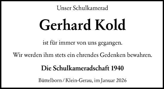 Traueranzeige von Gerhard Kold von Groß-Gerauer Echo