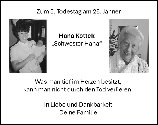Traueranzeige von Hana Kottek von Odenwälder Echo