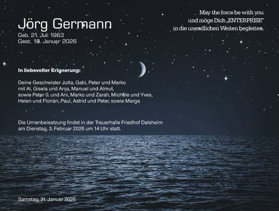 Traueranzeige von Jörg Germann von Allgemeine Zeitung Alzey