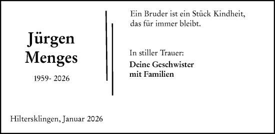 Traueranzeige von Jürgen Menges von Odenwälder Echo