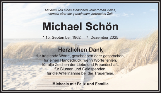 Traueranzeige von Michael Schön von Camberger Anzeiger