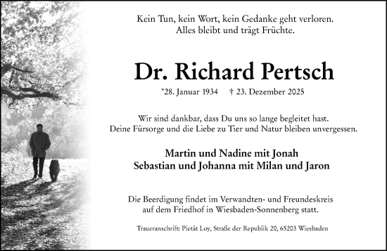 Traueranzeige von Richard Pertsch von Wiesbadener Kurier