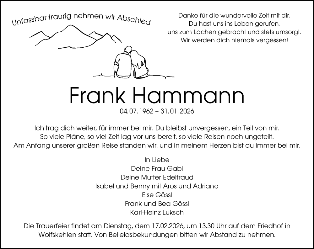  Traueranzeige für Frank Hammann vom 14.02.2026 aus Groß-Gerauer Echo